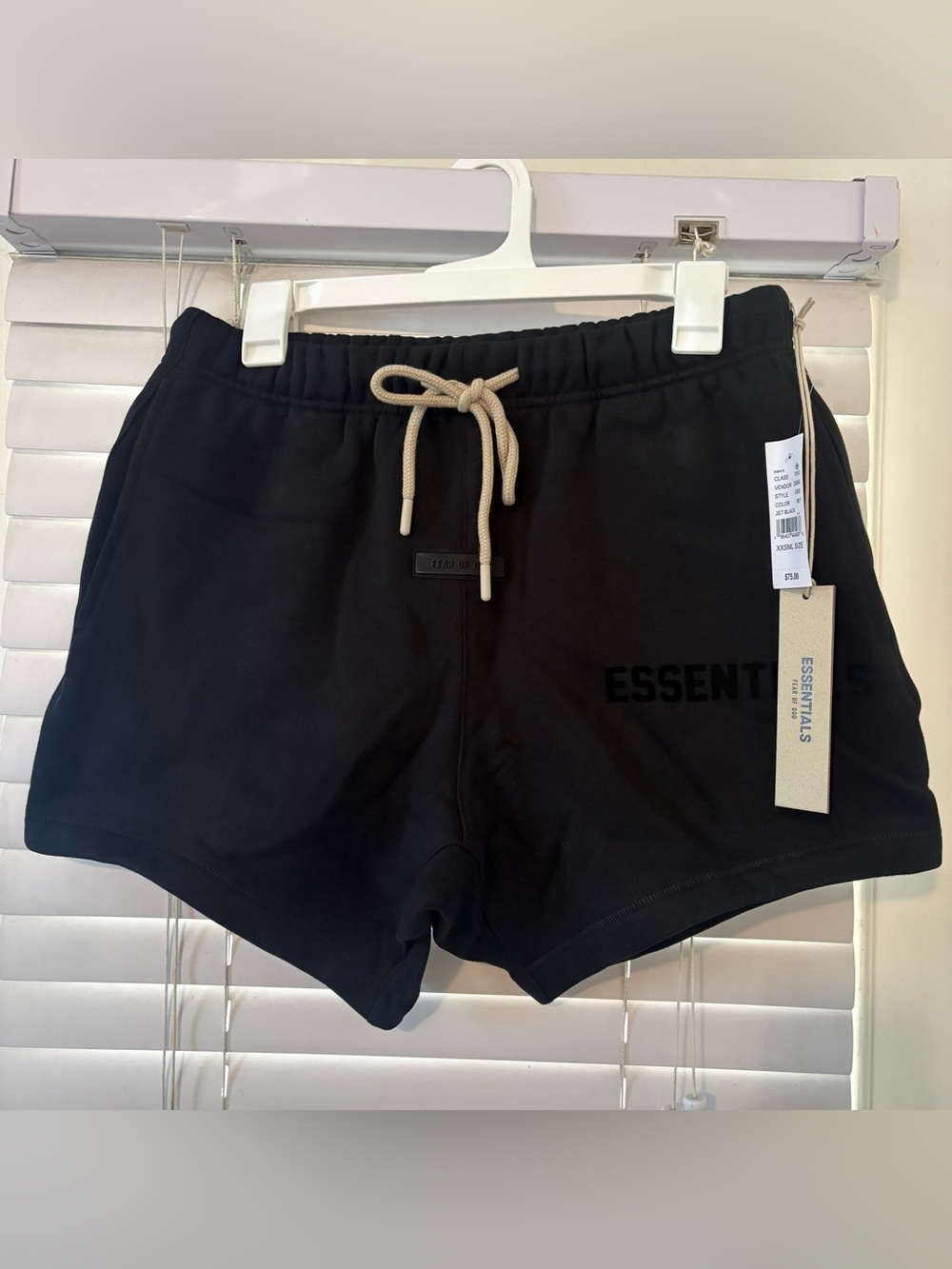 Fear Of God Essentials Jet Black Sweat Shorts XXS Men’s Designer Athletic